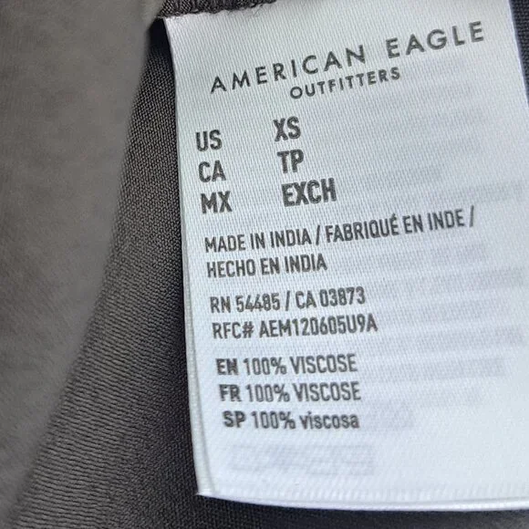 American Eagle Women Gray Floral Puff Sleeve Shirt Dress Goth Grunge Fest Sz XS - Picture 9 of 9